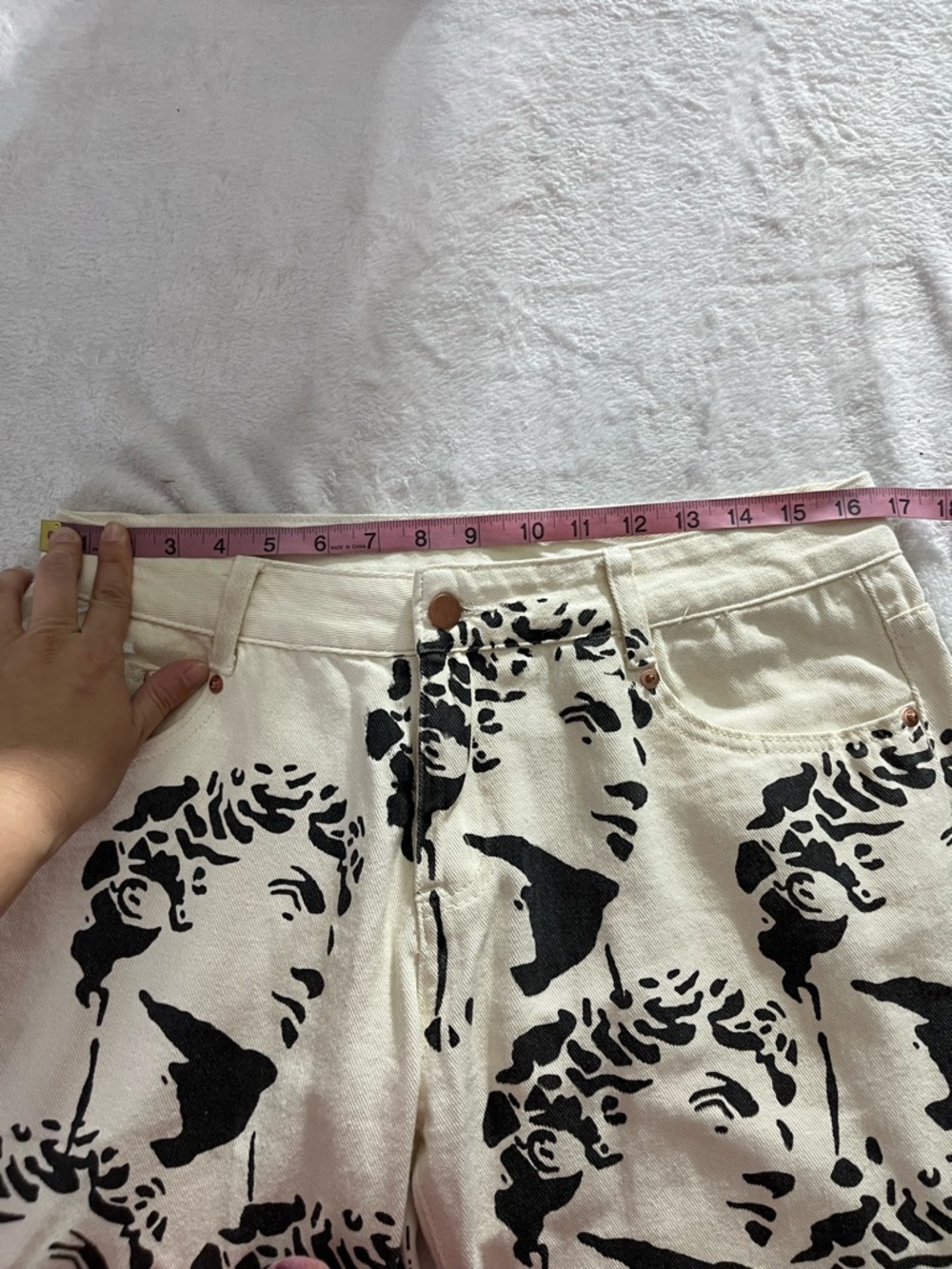 Michelangelo David Statue Printed White Jeans Denim Unique Straight Leg / Taper - Picture 9 of 10